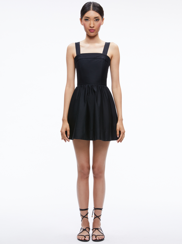 SAIGE TIE BACK MINI DRESS - BLACK - Alice And Olivia