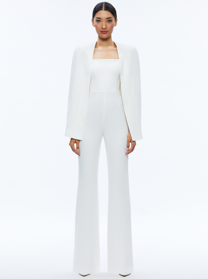 NOVA CAPE JUMPSUIT - ECRU - Alice And Olivia