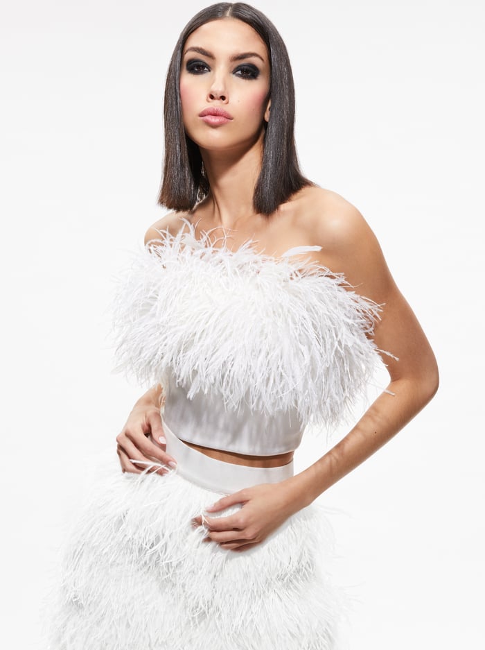 CERESI FEATHER TOP - ECRU - Alice And Olivia