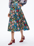 EARLA VEGAN LEATHER FLARE SKIRT - BREEZE FLORAL
