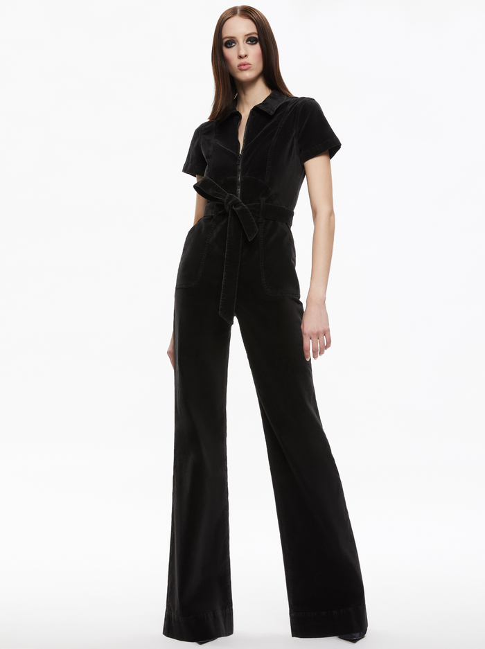 GORGEOUS WIDE LEG JUMPSUIT - BLACK - Alice And Olivia