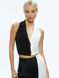 MERI COLOR BLOCK BLAZER TOP - BLACK/OFF WHITE