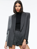 COLLEY NOTCH COLLAR BLAZER - GREY/CHARCOAL PINSTRIPE