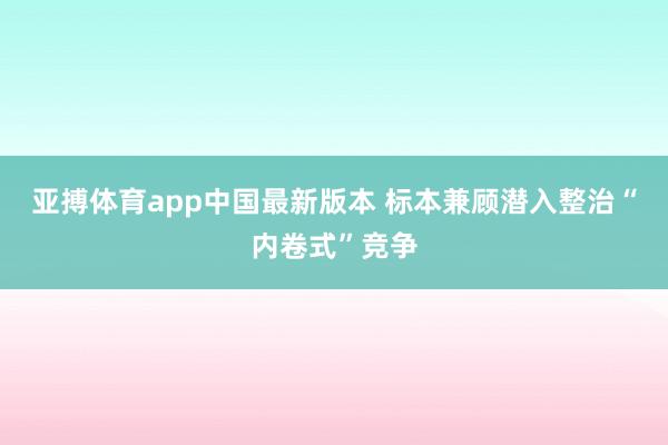 亚搏体育app中国最新版本 标本兼顾潜入整治“内卷式”竞争