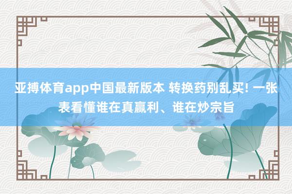 亚搏体育app中国最新版本 转换药别乱买! 一张表看懂谁在真赢利、谁在炒宗旨