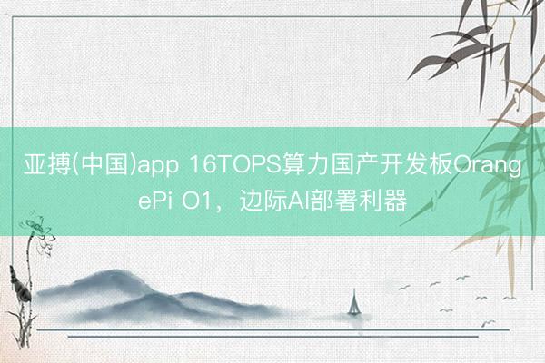 亚搏(中国)app 16TOPS算力国产开发板OrangePi O1，边际AI部署利器