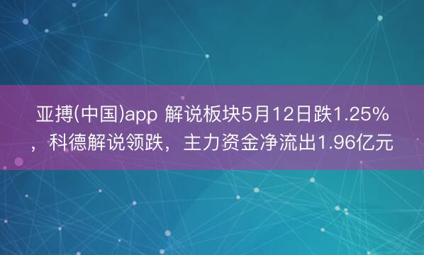 亚搏(中国)app 解说板块5月12日跌1.25%,科德解说领跌,主力资金净流出1.96亿元