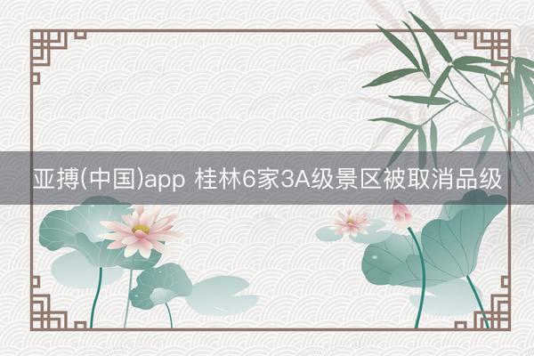 亚搏(中国)app 桂林6家3A级景区被取消品级