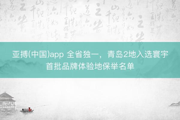亚搏(中国)app 全省独一,青岛2地入选寰宇首批品牌体验地保举名单