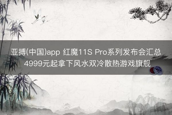 亚搏(中国)app 红魔11S Pro系列发布会汇总 4999元起拿下风水双冷散热游戏旗舰