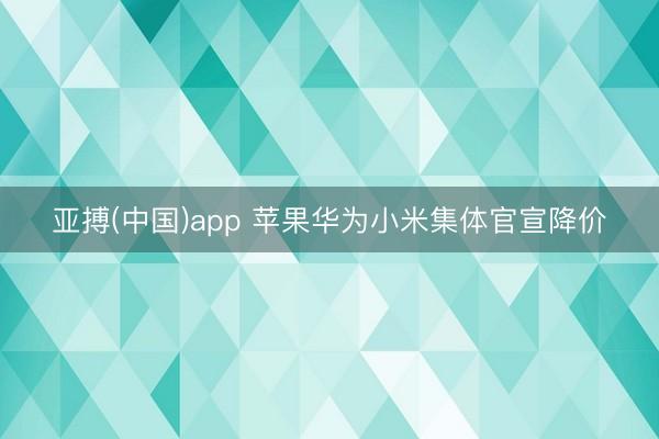 亚搏(中国)app 苹果华为小米集体官宣降价