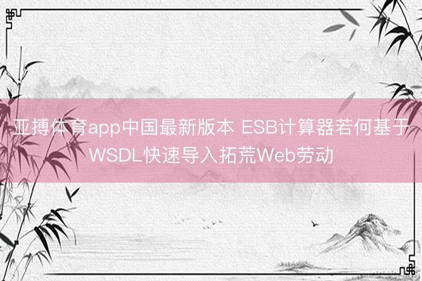 亚搏体育app中国最新版本 ESB计算器若何基于WSDL快速导入拓荒Web劳动