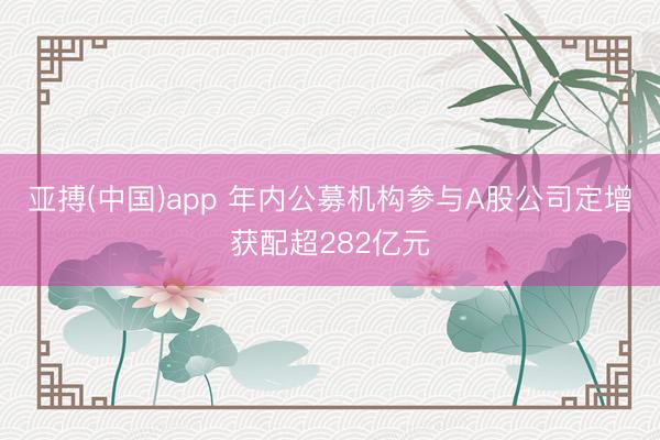 亚搏(中国)app 年内公募机构参与A股公司定增获配超282亿元