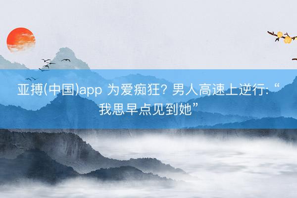 亚搏(中国)app 为爱痴狂? 男人高速上逆行: “我思早点见到她”
