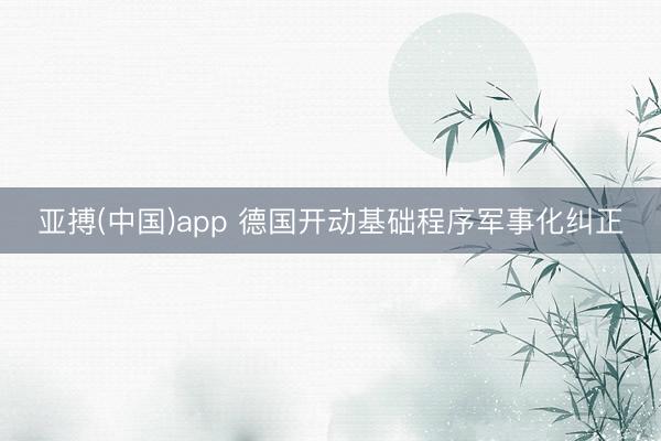 亚搏(中国)app 德国开动基础程序军事化纠正