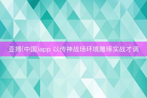 亚搏(中国)app 以传神战场环境雕琢实战才调