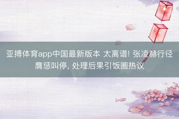 亚搏体育app中国最新版本 太离谱! 张凌赫行径膺惩叫停， 处理后果引饭圈热议