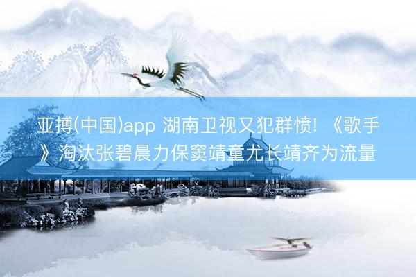 亚搏(中国)app 湖南卫视又犯群愤! 《歌手》淘汰张碧晨力保窦靖童尤长靖齐为流量