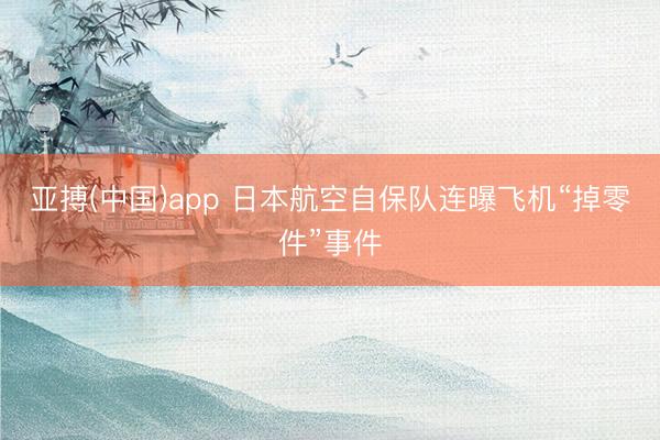亚搏(中国)app 日本航空自保队连曝飞机“掉零件”事件