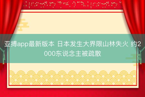 亚搏app最新版本 日本发生大界限山林失火 约2000东说念主被疏散