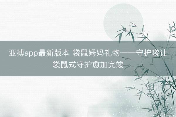 亚搏app最新版本 袋鼠姆妈礼物——守护袋让袋鼠式守护愈加完竣
