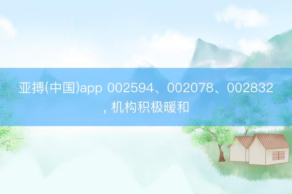 亚搏(中国)app 002594、002078、002832， 机构积极暖和